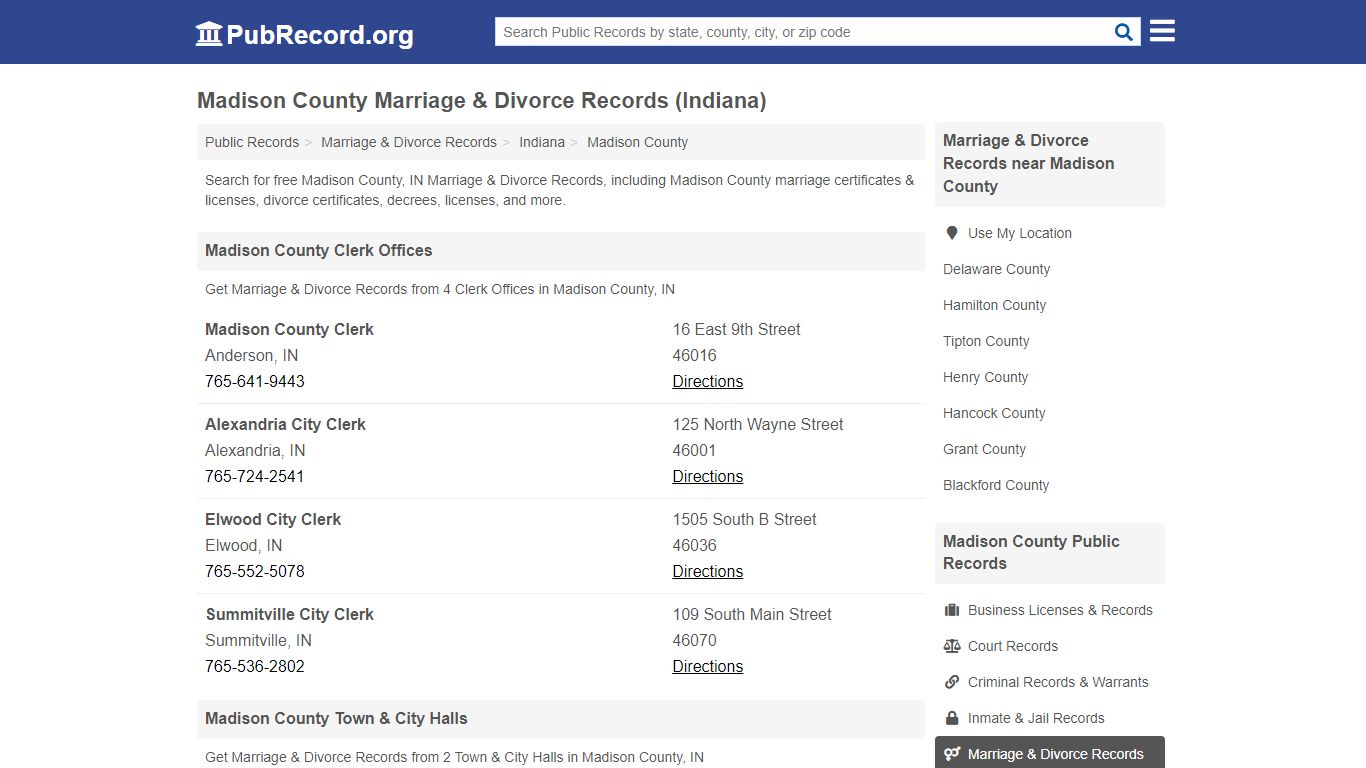 Madison County Marriage & Divorce Records (Indiana)